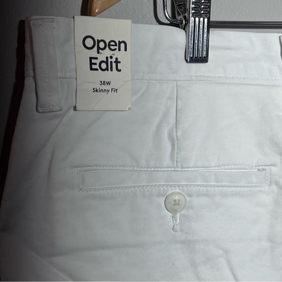 Open Edit Stretch Cotton Skinny Chino Shorts in White Men’s Size 38W - Picture 4 of 10